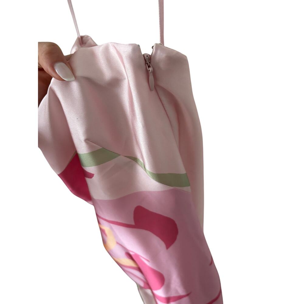 NWT Abercrombie & Fitch Pink Floral Satin Maxi Dress XS Tall Slip Dress - Picture 5 of 9